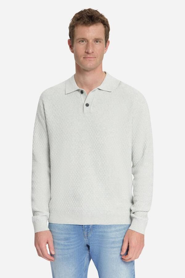 No Excess katoenen regular fit gebreide jacquard trui light grey