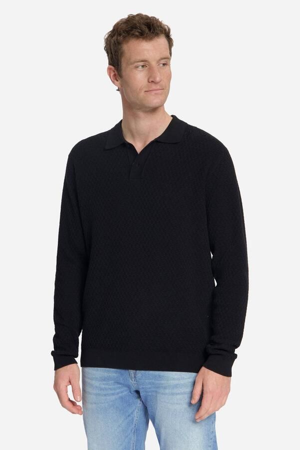 No Excess katoenen regular fit gebreide jacquard trui zwart