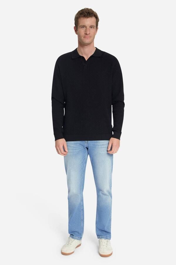 No Excess katoenen regular fit gebreide jacquard trui zwart - Foto 3