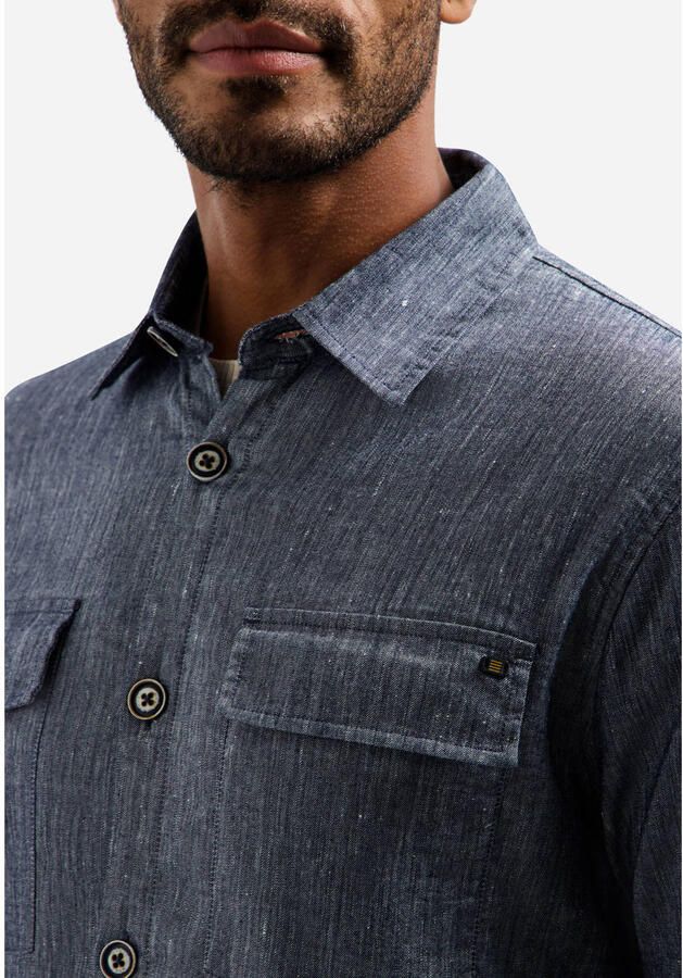 No Excess overshirt met linnen donkerblauw - Foto 2
