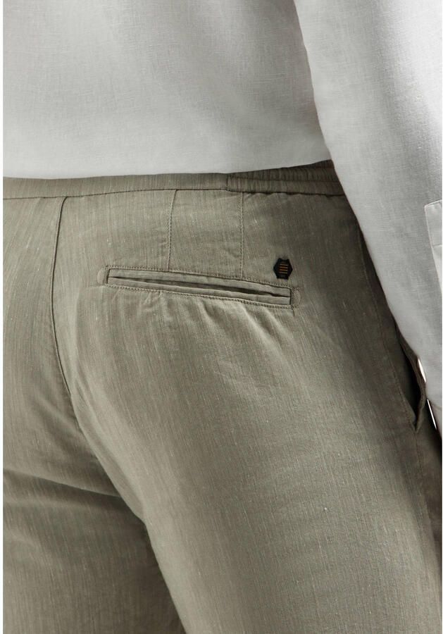 No Excess regular casual broek met linnen lichtkaki - Foto 2