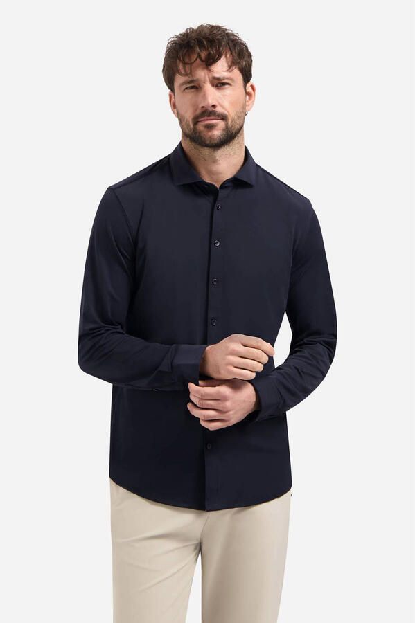 No Excess regular casual overhemd donkerblauw