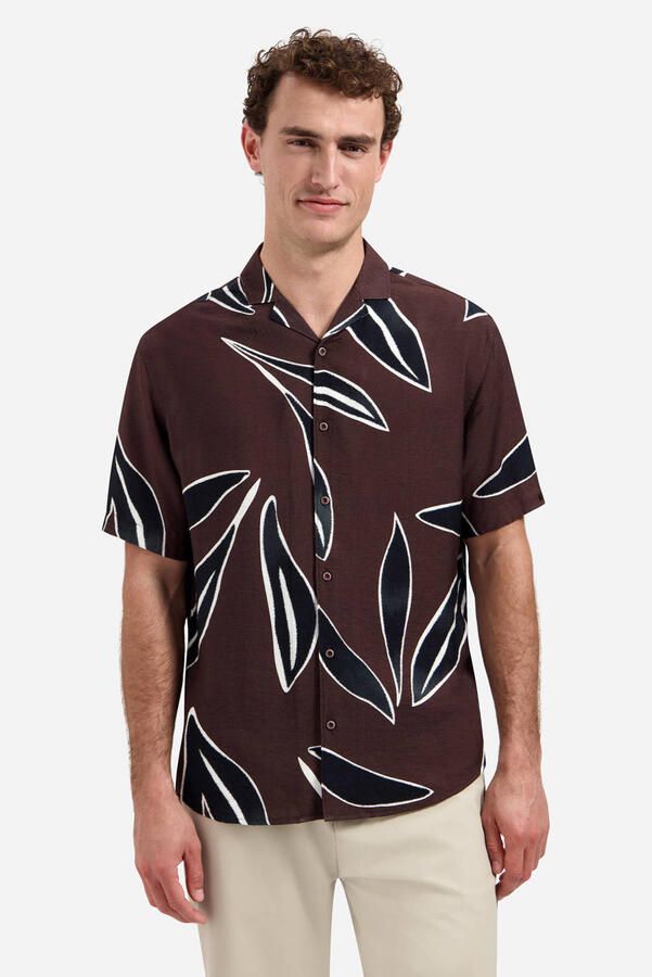 No Excess regular casual overhemd donkerbruin
