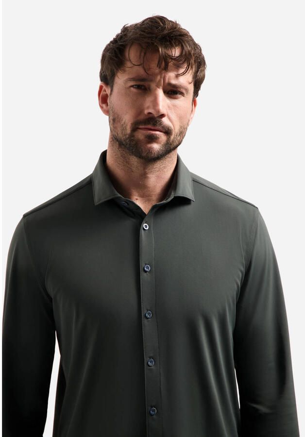 No Excess regular casual overhemd donkergroen