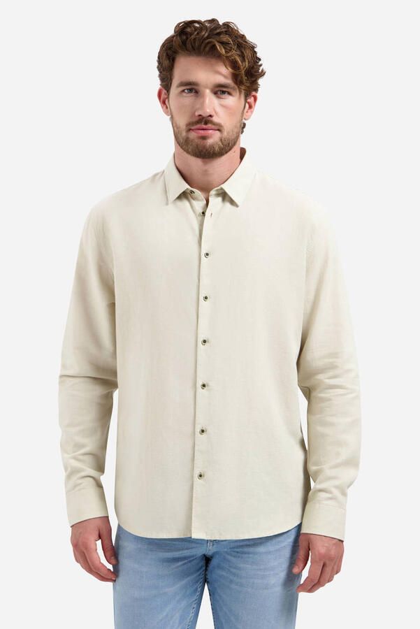 No Excess regular casual overhemd met linnen beige