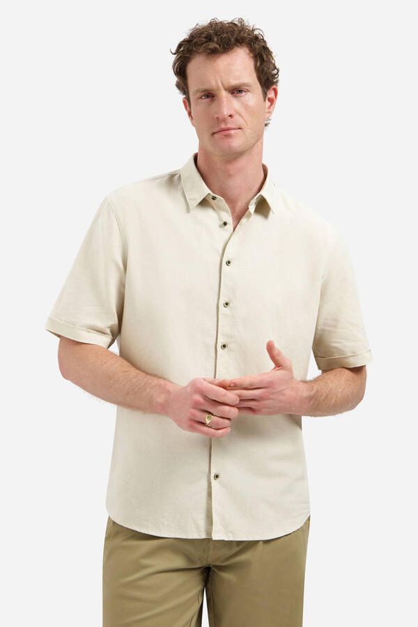No Excess regular casual overhemd met linnen beige