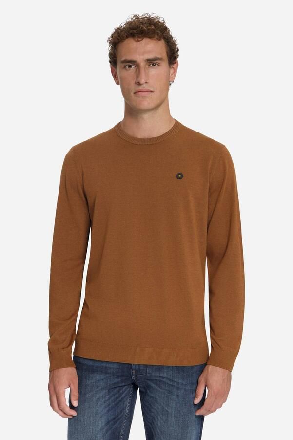 No Excess regular fit gebreide trui caramel