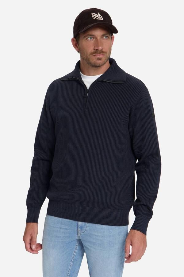 No Excess regular fit gebreide trui donkerblauw