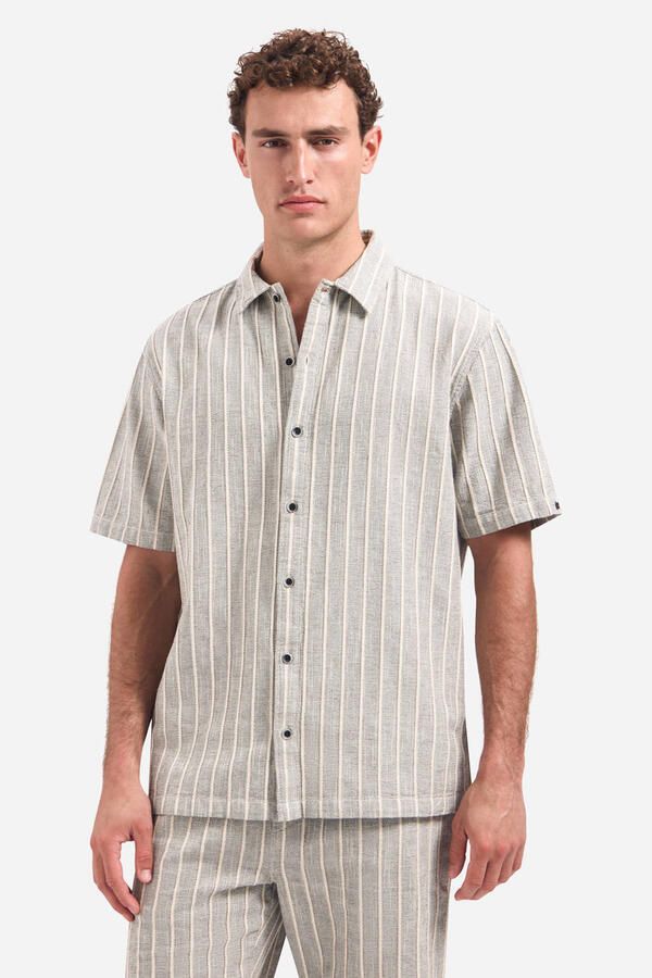 No Excess Overhemd Korte Mouw Short Sleeve Overhemd Stripe Grijs
