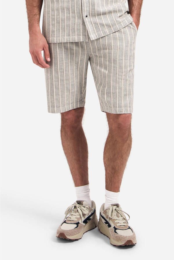 No Excess regular fit gestreepte chino short zand