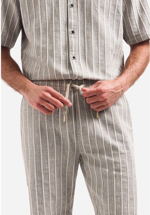 No Excess regular fit gestreepte chino short zand - Foto 2