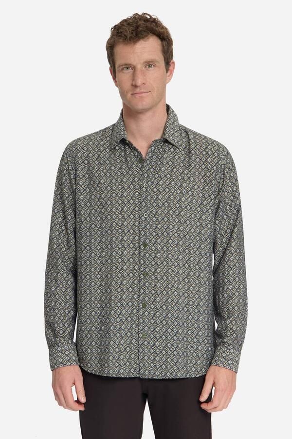No Excess regular fit overhemd met print groen