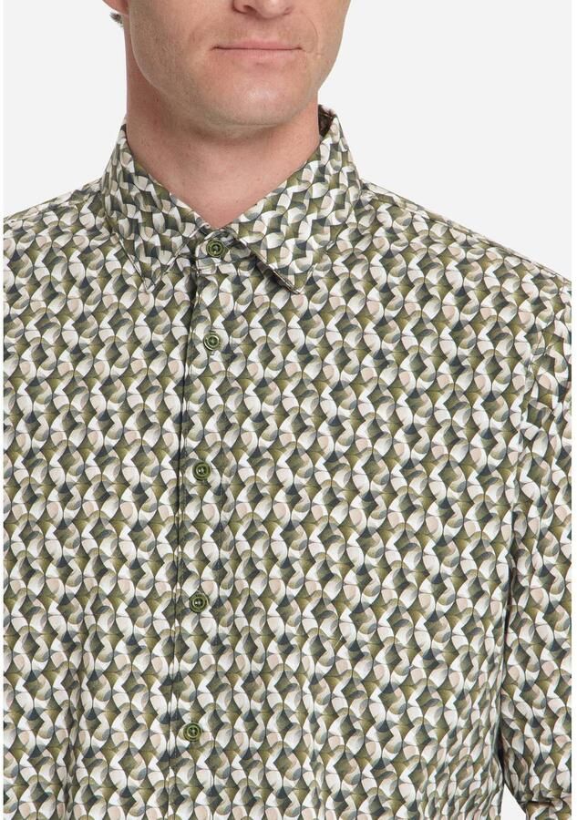 No Excess regular fit poplin overhemd met print groen - Foto 2