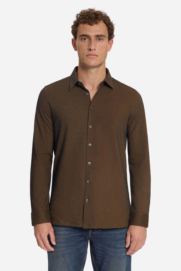No Excess regular fit twill overhemd caramel