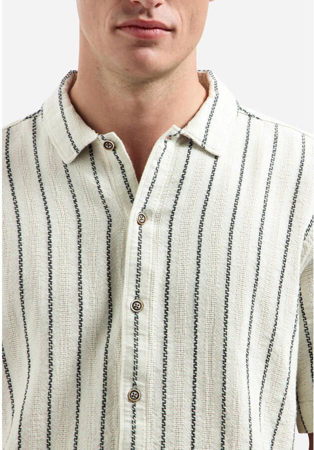 No Excess regular gestreept casual overhemd beige - Foto 2