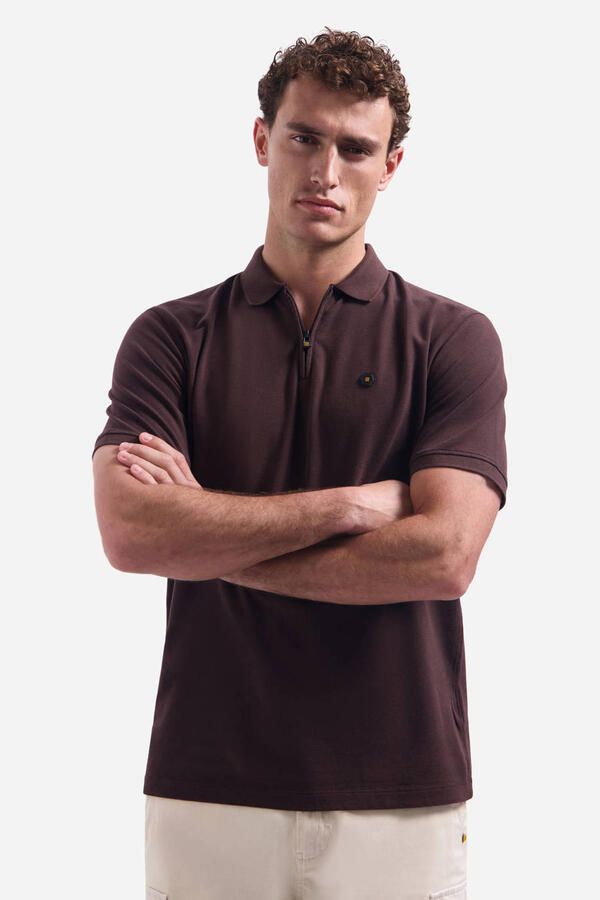 No Excess Polo Shirt Korte Mouw Half Zip Poloshirt Bruin - Foto 2