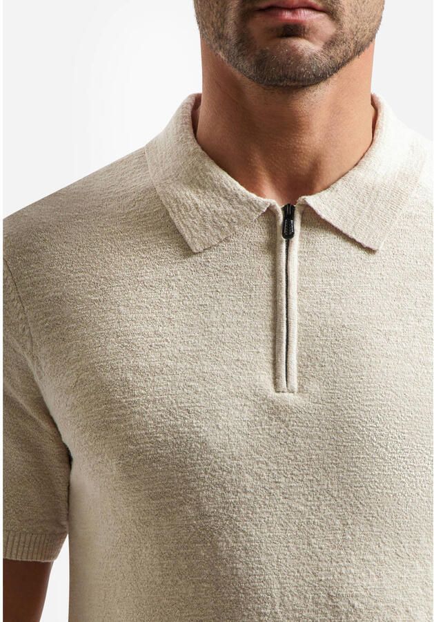 No Excess Polo Shirt Korte Mouw Half Zip Poloshirt Ecru - Foto 2