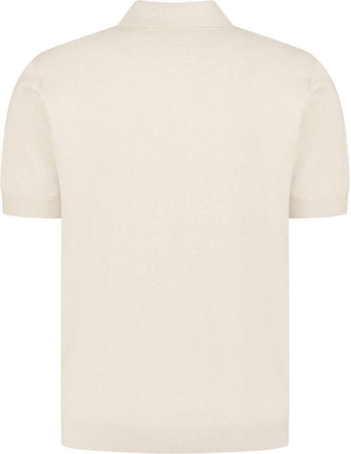 No Excess regular polo fijn gebreid beige - Foto 2