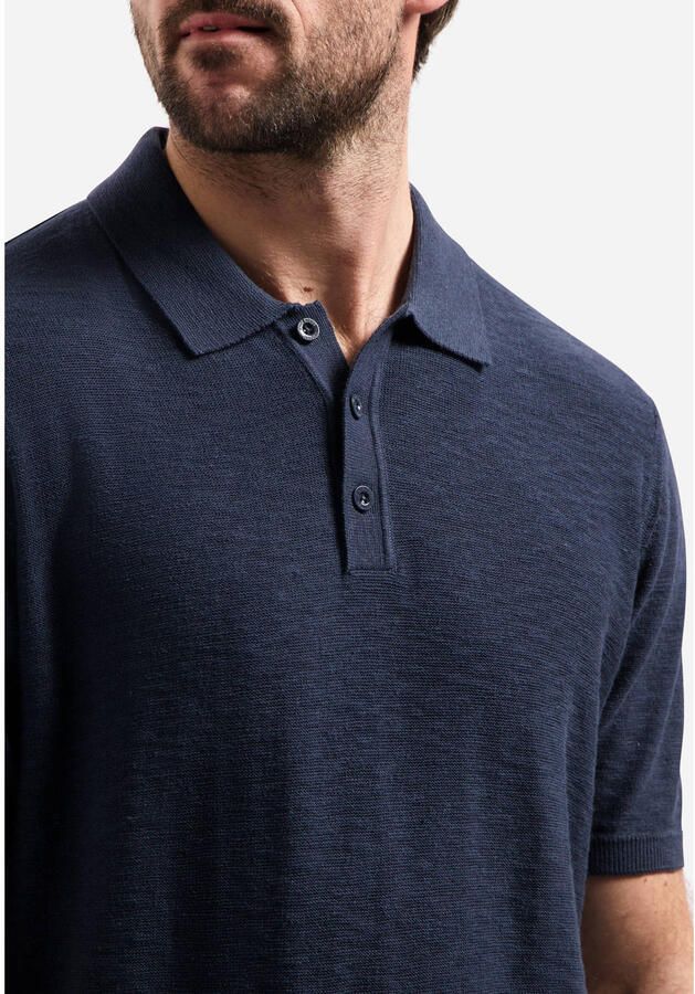 No Excess regular polo fijn gebreid donkerblauw - Foto 2