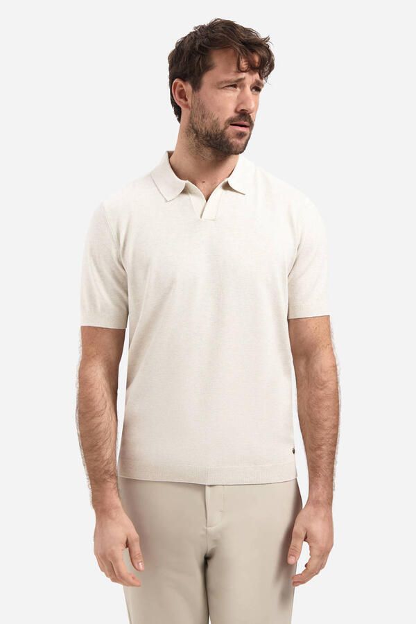 No Excess regular polo fijn gebreid ecru