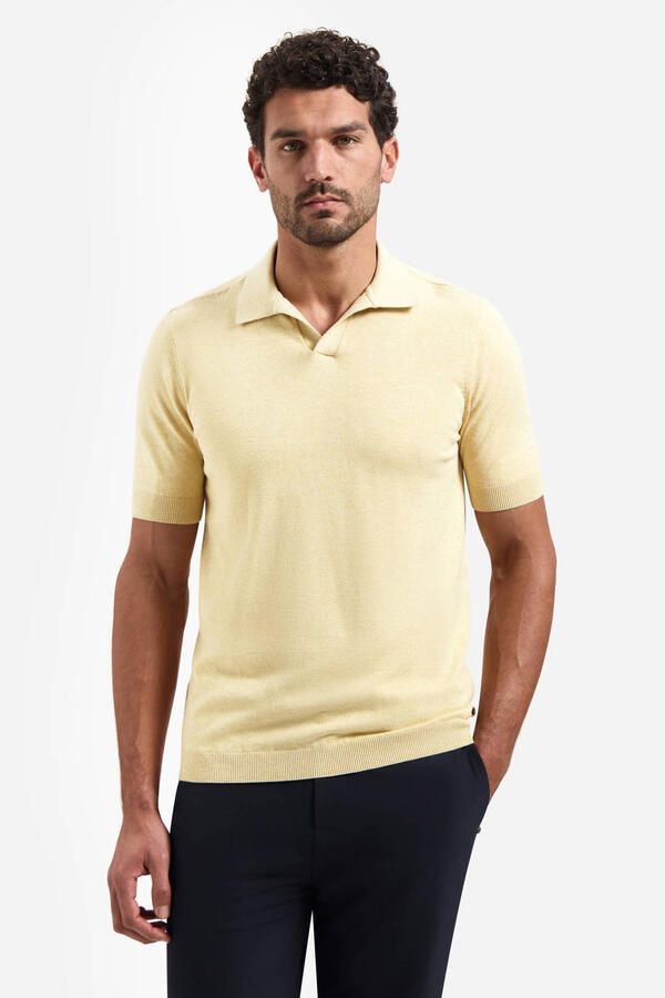 No Excess regular polo fijn gebreid geel