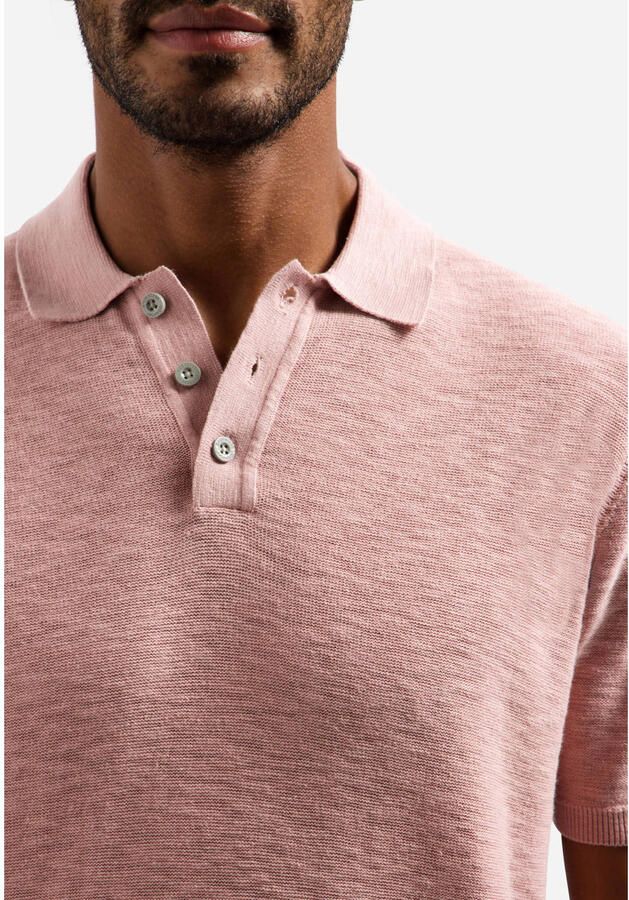 No Excess regular polo fijn gebreid roze - Foto 2