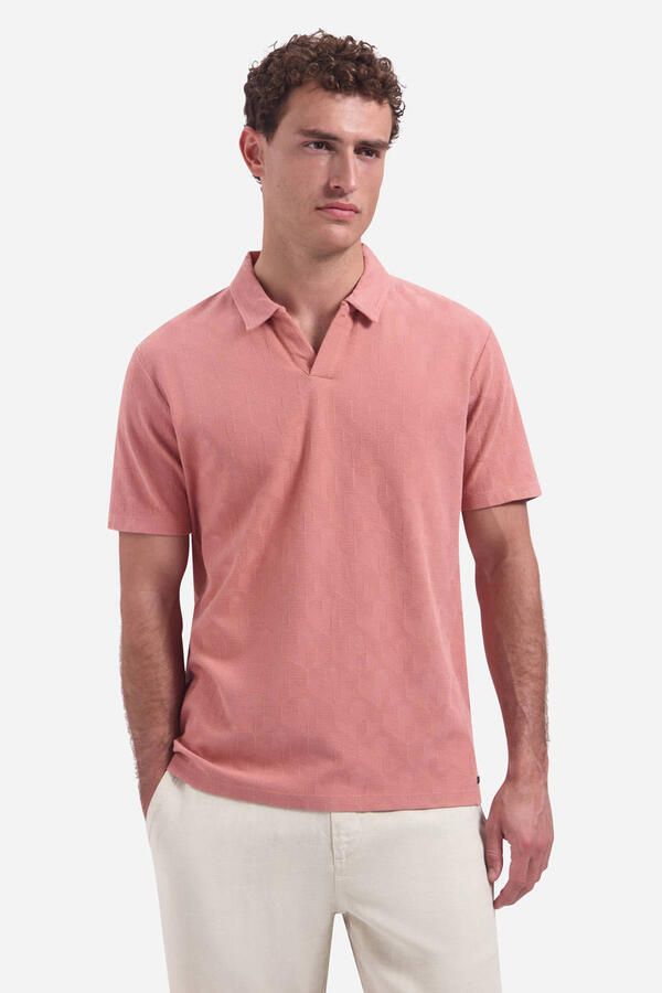 No Excess Polo Shirt Korte Mouw Jacquard Poloshirt Riva Coral