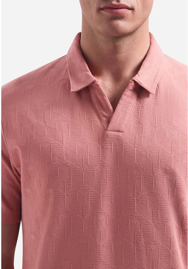 No Excess Polo Shirt Korte Mouw Jacquard Poloshirt Riva Coral - Foto 2