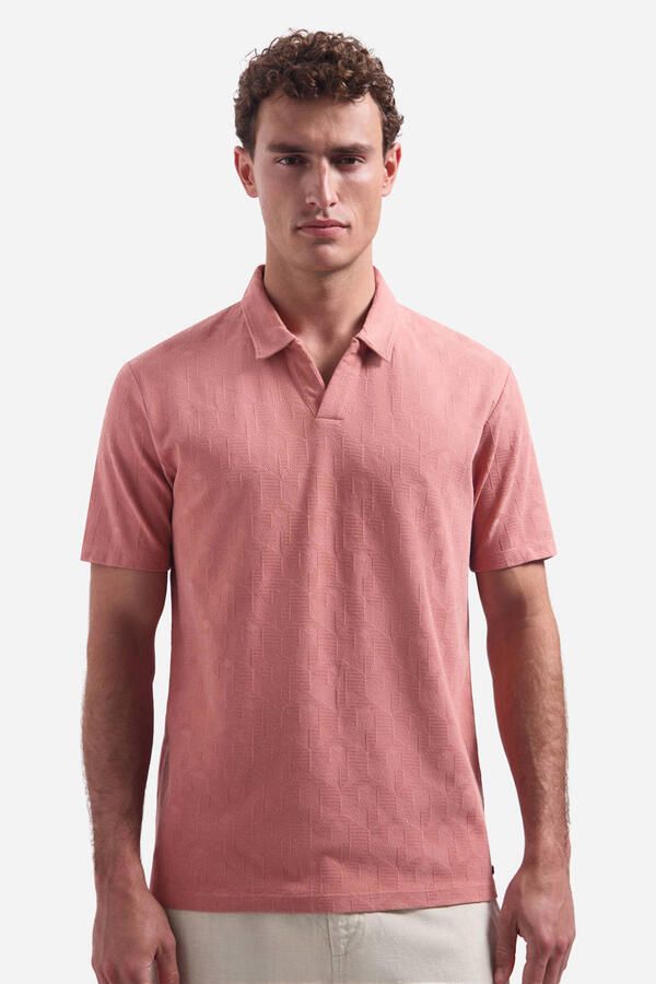 No Excess Polo Shirt Korte Mouw Jacquard Poloshirt Riva Coral - Foto 3
