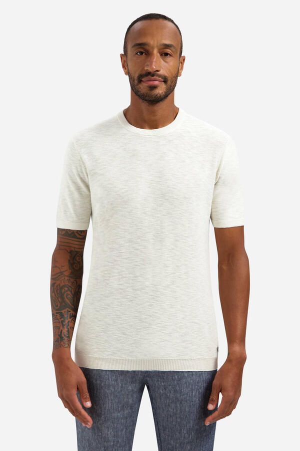 No Excess regular T-shirt fijn gebreid ecru