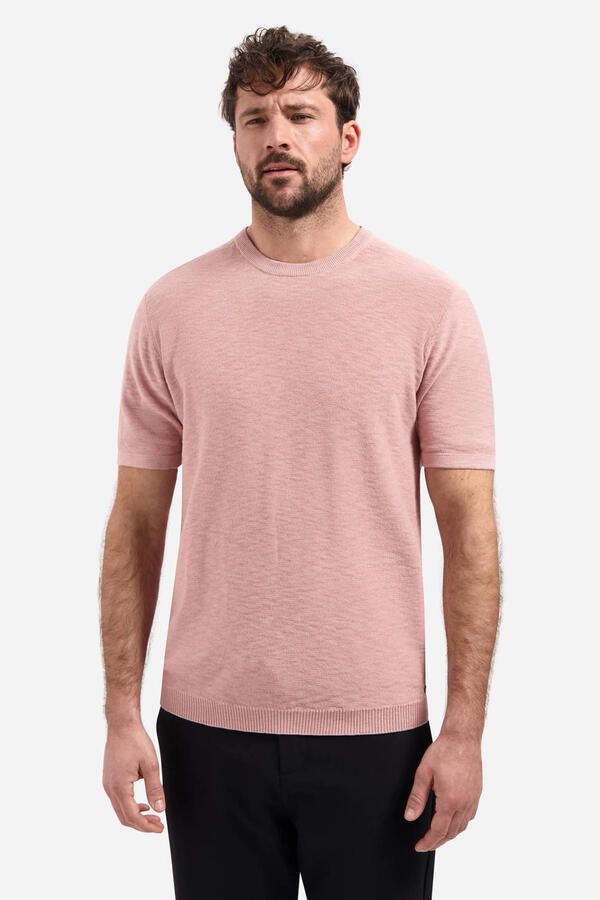 No Excess regular T-shirt fijn gebreid roze