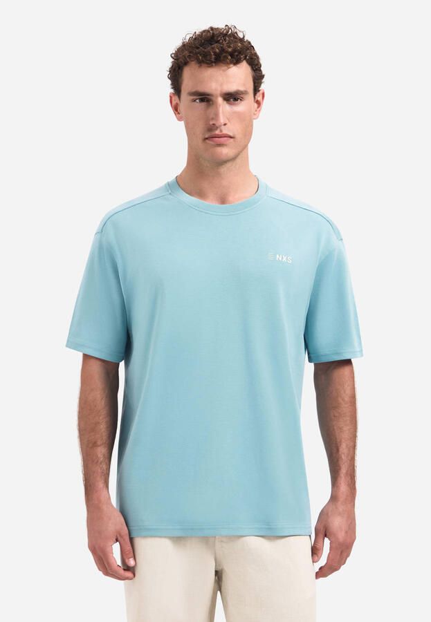 No Excess relaxed T-shirt met backprint blauw
