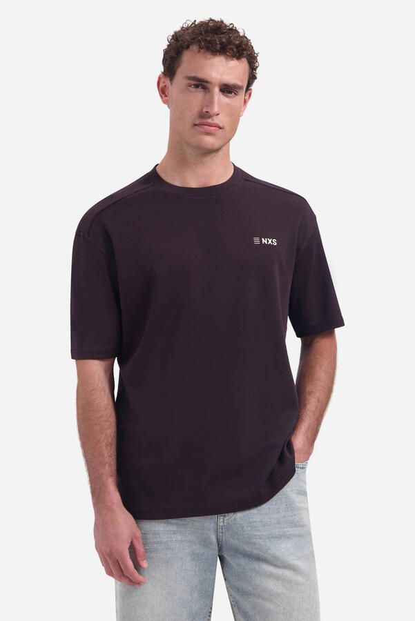 No Excess relaxed T-shirt met backprint donkerbruin
