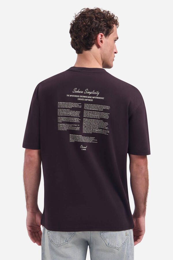No Excess relaxed T-shirt met backprint donkerbruin - Foto 3
