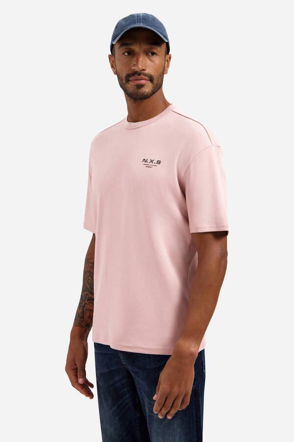 No Excess relaxed T-shirt met backprint roze