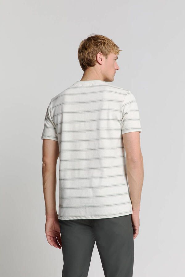 No Excess T-shirt No-Excess T-Shirt Crewneck Jacquard Stripes Ecru - Foto 2