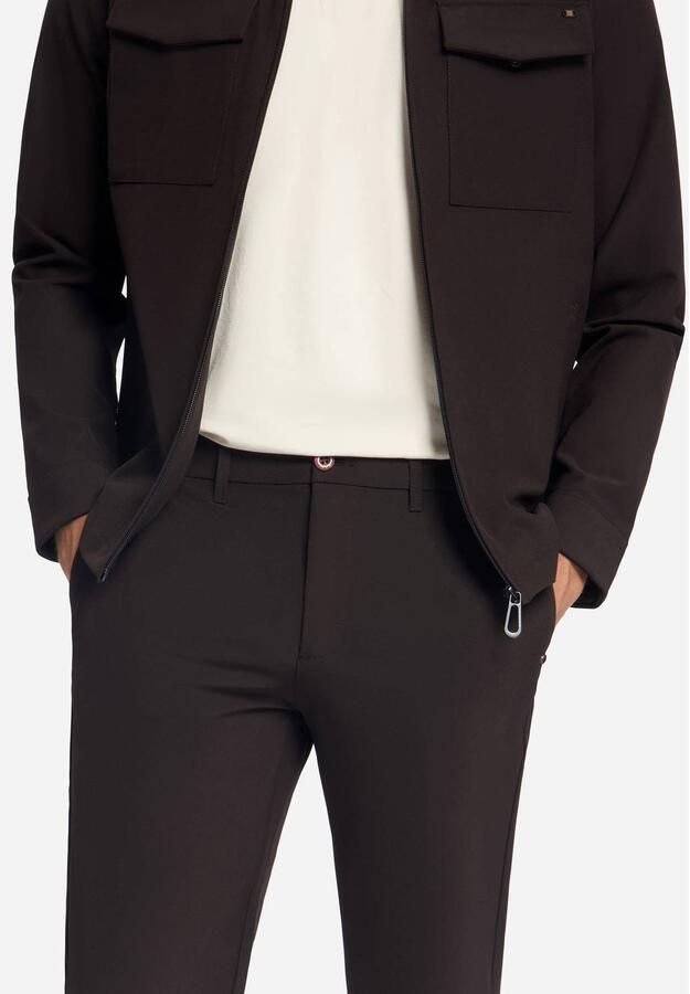 No Excess travelstof regular fit chino donkerbruin