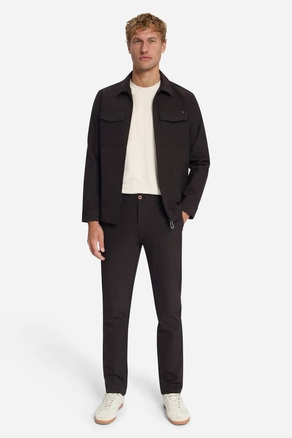 No Excess travelstof regular fit chino donkerbruin - Foto 3
