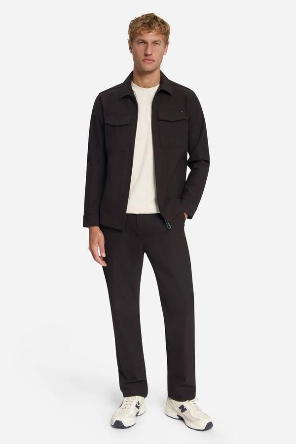 No Excess travelstof regular fit overshirt donkerbruin - Foto 3