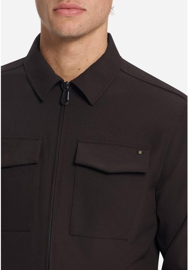 No Excess travelstof regular fit overshirt donkerbruin - Foto 2