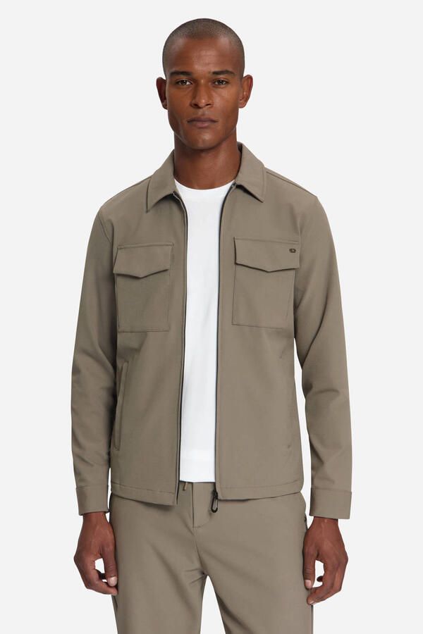 No Excess travelstof regular fit overshirt khaki - Foto 2