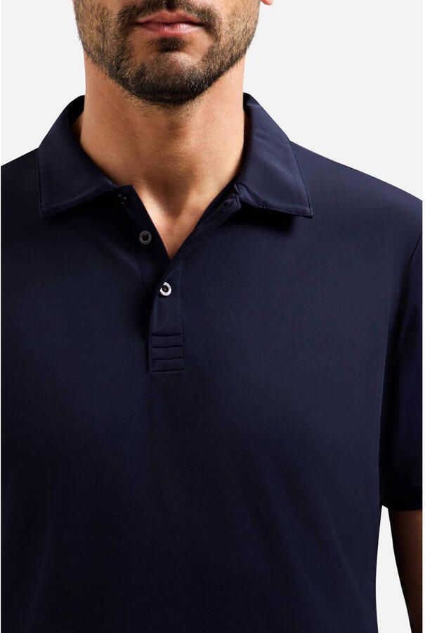 No Excess travelstof regular polo donkerblauw - Foto 2
