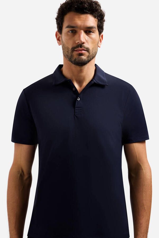 No Excess travelstof regular polo donkerblauw - Foto 3