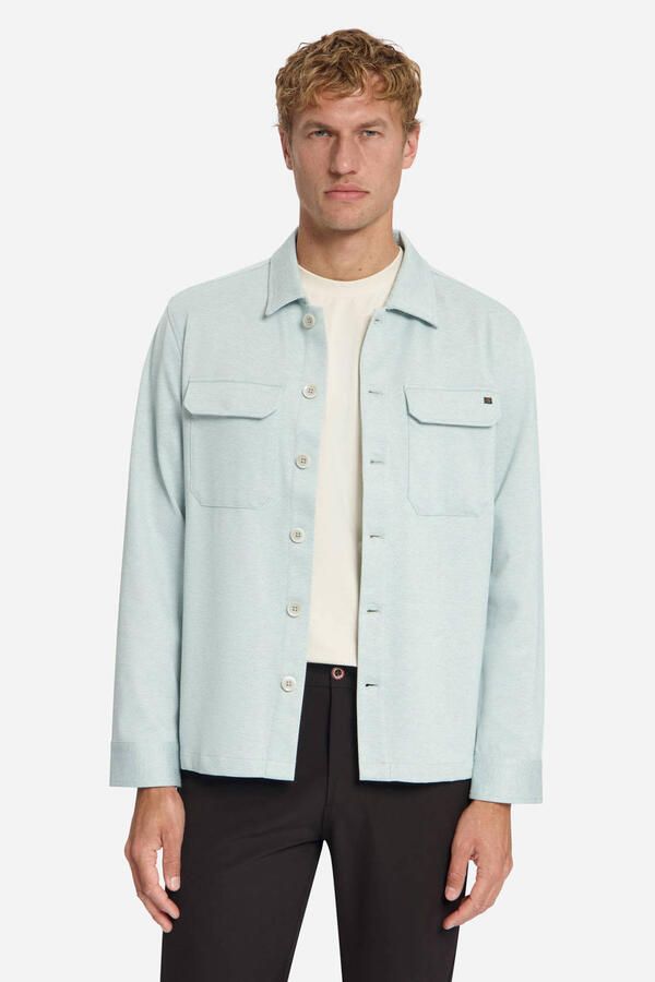 No Excess viscose twill overshirt lichtblauw