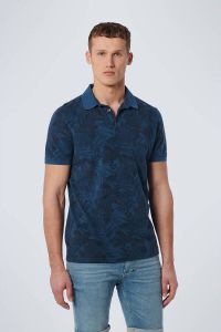 No Excess polo met all over print carbon blue