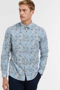 No Excess regular fit overhemd met all over print indigo blue