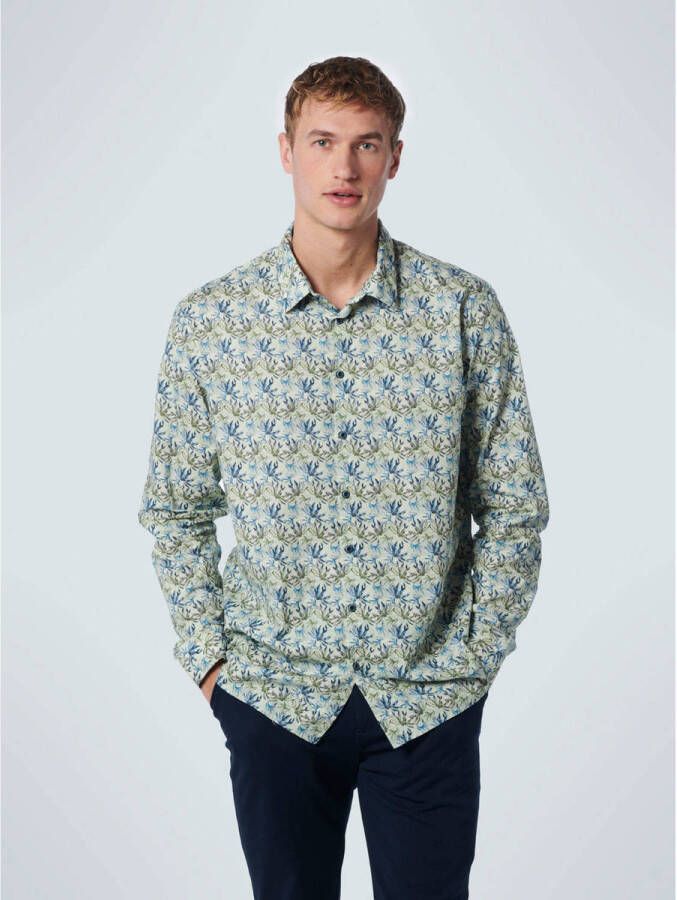 No Excess slim fit overhemd met all over print 051 light green