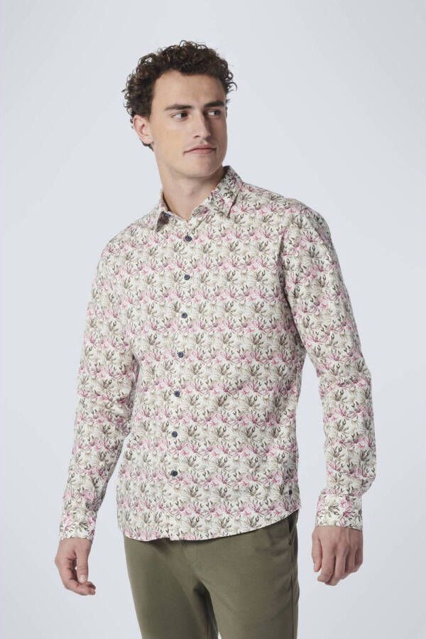 No Excess slim fit overhemd met all over print 146 mauve