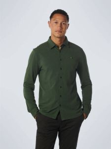 No Excess slim fit overhemd met logo dark green