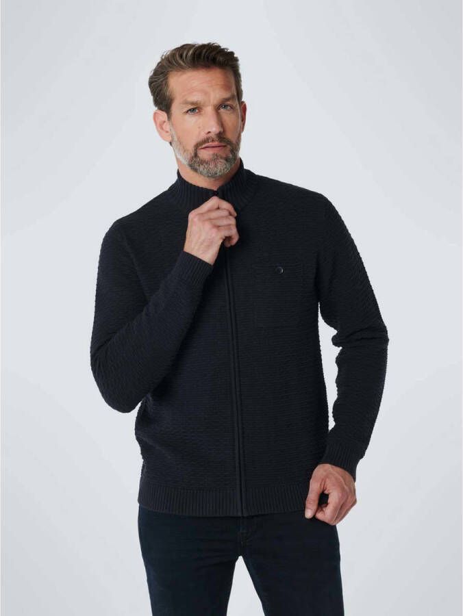 No Excess Cardigan jacquard responsible choic ink Blauw Heren